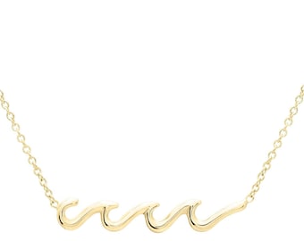 Waves Necklace made in Solid 14k Yellow Gold.