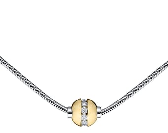 Authentic Cape Cod Necklace made by Lestage - Sterling Silver w/ 14k Yellow Gold Diamond Bead