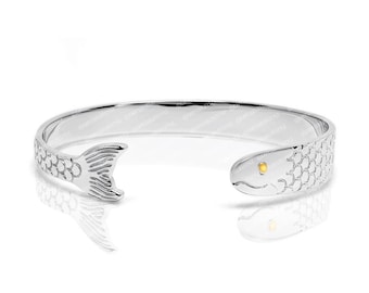 Cape Cod Fish Bracelet - Solid 925 Silver & Real 14k Gold Eye - Cape Cod Lifestyle