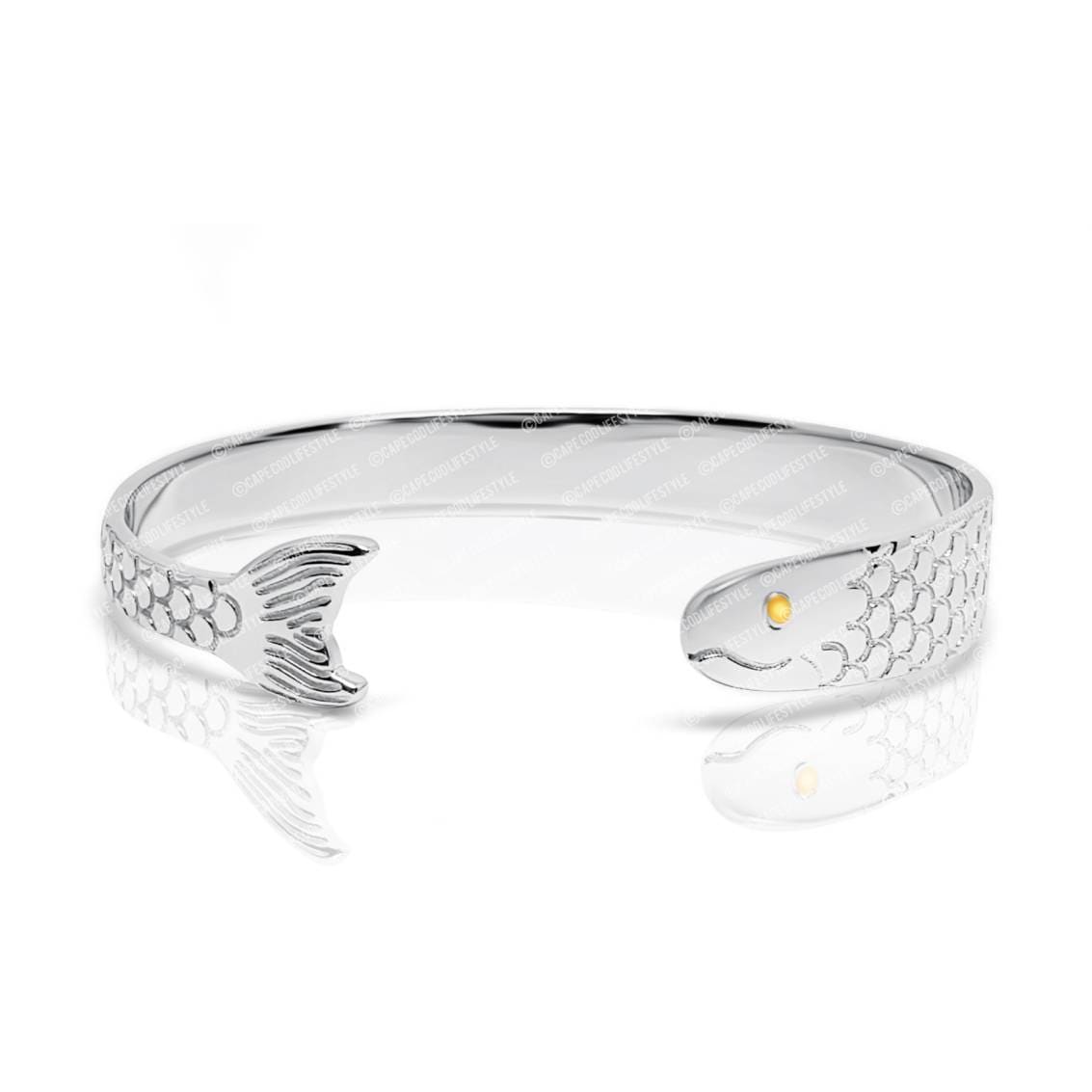 Cape Cod Fish Bracelet - Solid 925 Silver & Real 14K Gold Eye - Cape Cod Lifestyle