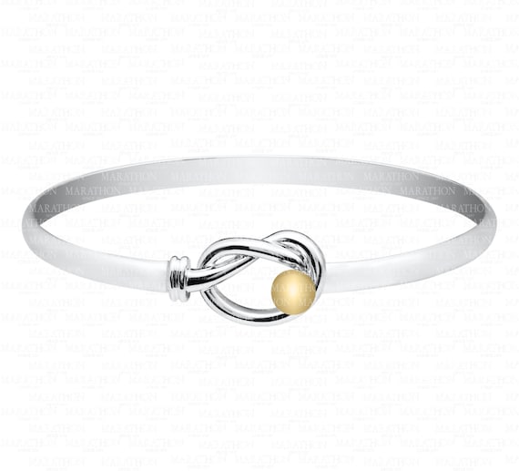 Authentic Cape Cod Love Knot Bracelet made by Lestage Sterling Silver w 14k Gold Bead