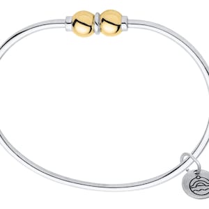 Authentic Cape Cod Double Ball Bracelet made by Lestage - Sterling Silver w/ Double 14k Gold Bead