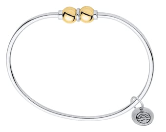 Authentic Cape Cod Double Ball Bracelet made by Lestage - Sterling Silver w/ Double 14k Gold Bead