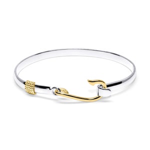 Heart Eye Hook Bangle Bracelet - Sterling Silver Charm (4158HSS) / 5.75 inch