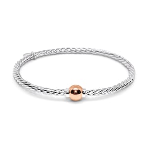 Cape Cod Twist bracelet made in Sterling Silver with a 14k ROSE Gold Ball.