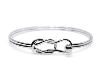 Made on Cape Cod. Bracelet with fishermans/ nautical knot, 925 silver ball & sterling silver cuff bangle Cape Cod Lifestyle.