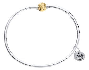 Authentic Cape Cod Bracelet made by Lestage - Sterling Silver w/ 14k Gold Swirl Ball