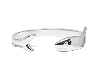 Cape Cod SHARK Bracelet - Solid 925 Silver & Real 14k Gold Eye - Cape Cod Lifestyle