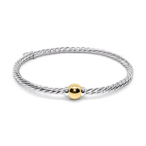 Cape Cod Twist bracelet made in Sterling Silver with a 14k Gold or Sterling Silver Ball.