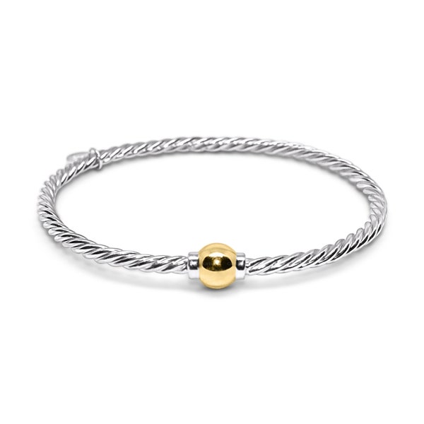 Cape Cod Twist (BRAIDED) bracelet made in Sterling Silver with a 14k Yellow Gold Ball