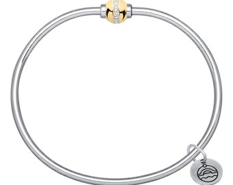 Authentic Cape Cod Bracelet made by Lestage - Sterling Silver w/ 14k Gold Diamond Ball