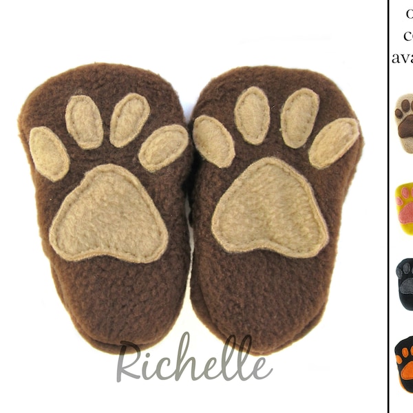 Animal Paw Baby Shoes, Brown Dog Bear Monkey, Yellow Lion Black Cat Panther, Orange Tiger Slippers Infant Toddler Boy Girl Halloween Costume