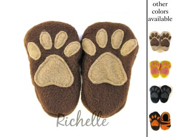 Animal Paw Baby Shoes, Brown Dog Bear Monkey, Yellow Lion Black Cat Panther, Orange Tiger Slippers Infant Toddler Boy Girl Halloween Costume