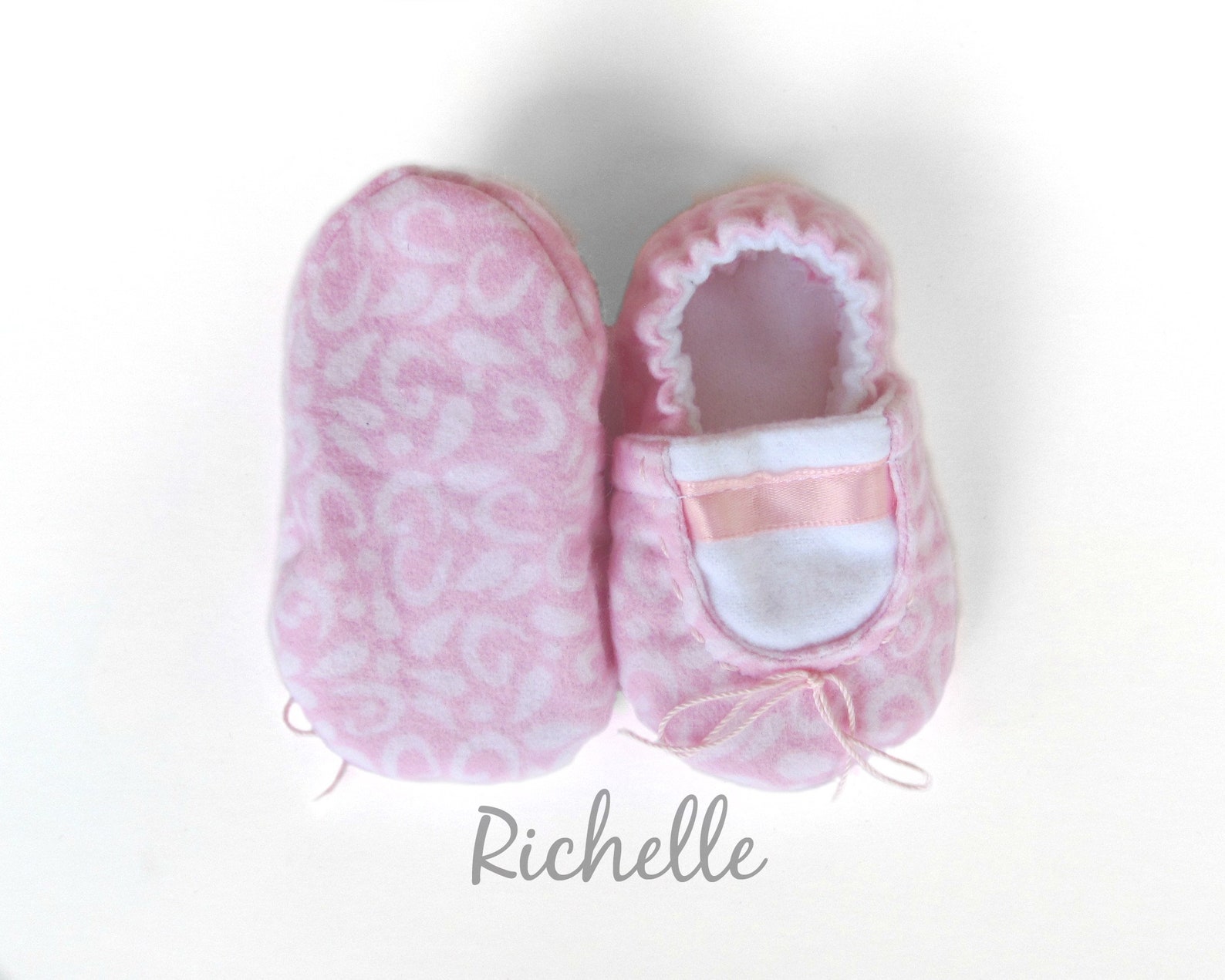 pink baby ballet slippers, infant toddler ballerina shoes, soft sole crib booties, handmade baby ballet flat, dance theme shower