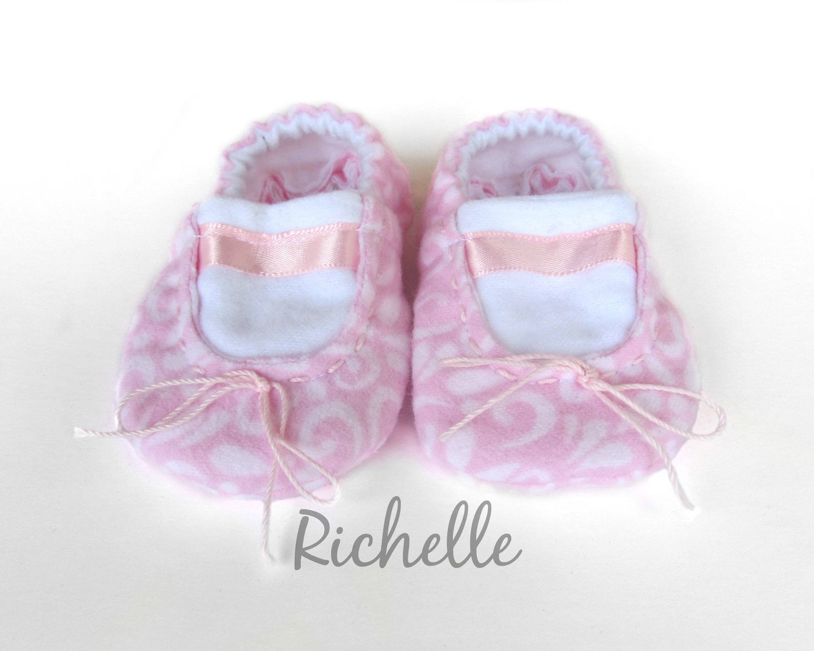 pink baby ballet slippers, infant toddler ballerina shoes, soft sole crib booties, handmade baby ballet flat, dance theme shower