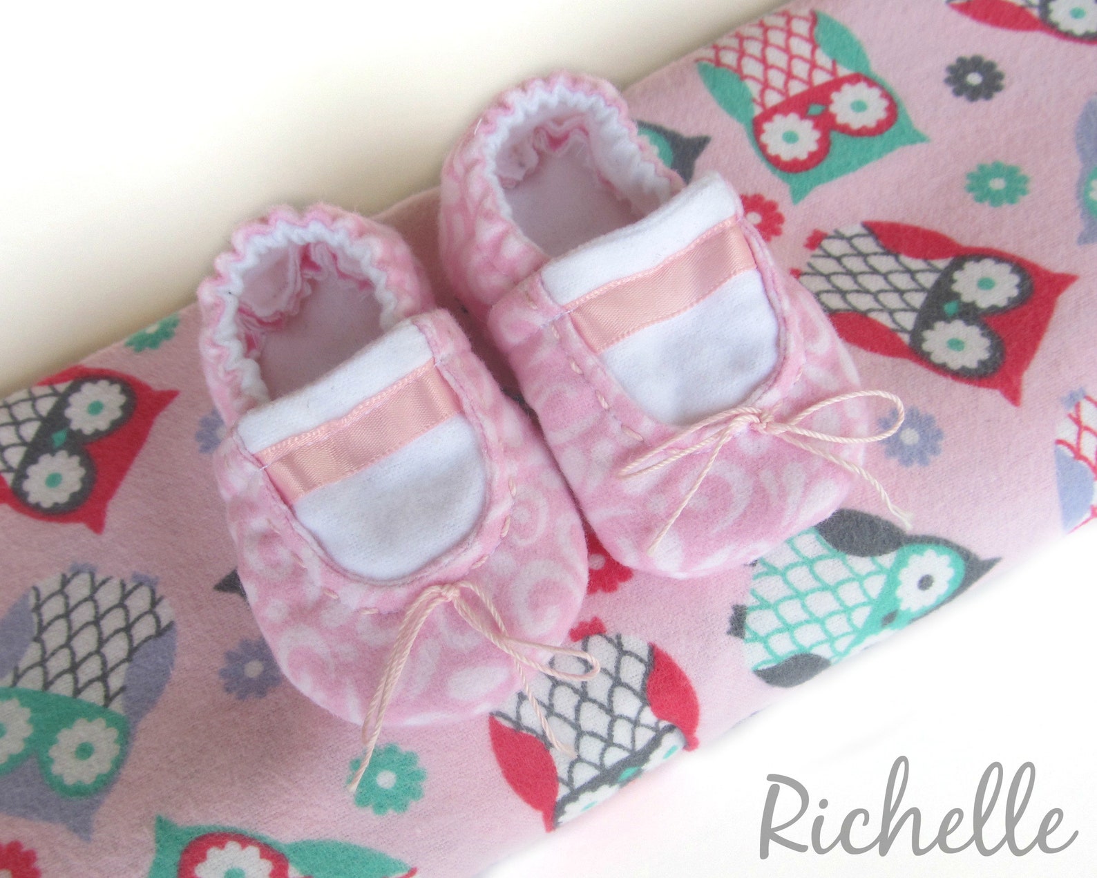 ballet baby shoes owl blanket gift set, pink slippers girl light weight swaddle girl newborn infant toddler soft sole crib booti