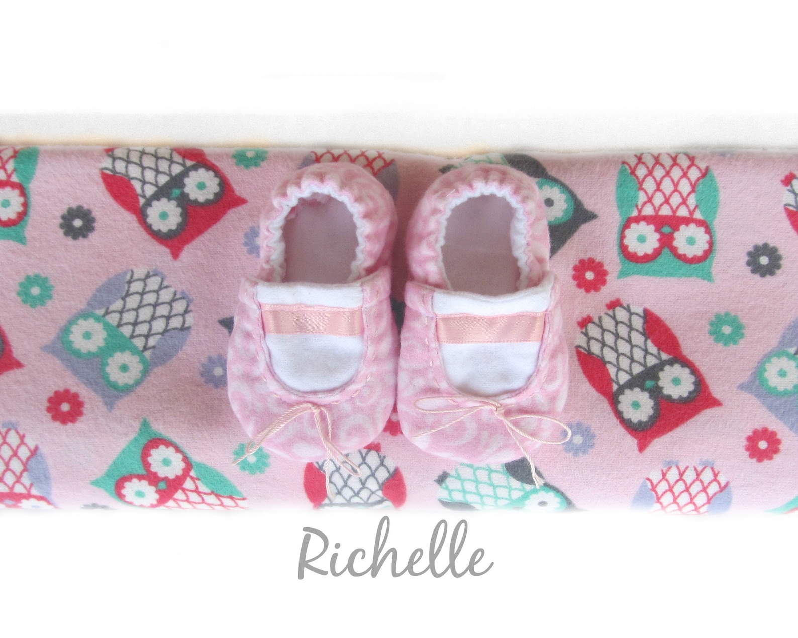 ballet baby shoes owl blanket gift set, pink slippers girl light weight swaddle girl newborn infant toddler soft sole crib booti