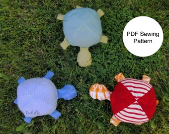 Turtle Sewing Pattern, PDF digital download, Easy Sew Projects For Kids or with Kids, Stuffed Animal Toy for Baby, Toddler