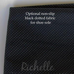 May include: Black dotted fabric for shoe soles. The fabric has a non-slip texture and is designed for shoe soles. The text "Optional non-slip black dotted fabric for shoe sole" is visible in the image.