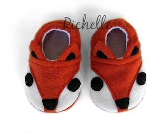 Fox Baby Shoes, Orange Soft Sole Crib Booties, Woodland Animal Toddler Boy Girl Slippers, Infant Baby Shower Gift Idea, Halloween Costume