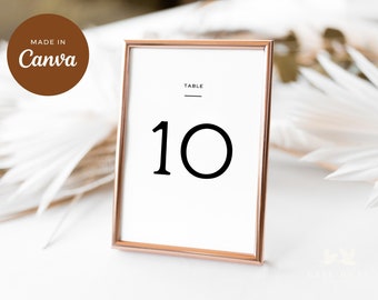 Modern Table Number Template, Wedding Table Number Card, Fully Editable Table Numbers, Printable Instant Download | MANHATTAN