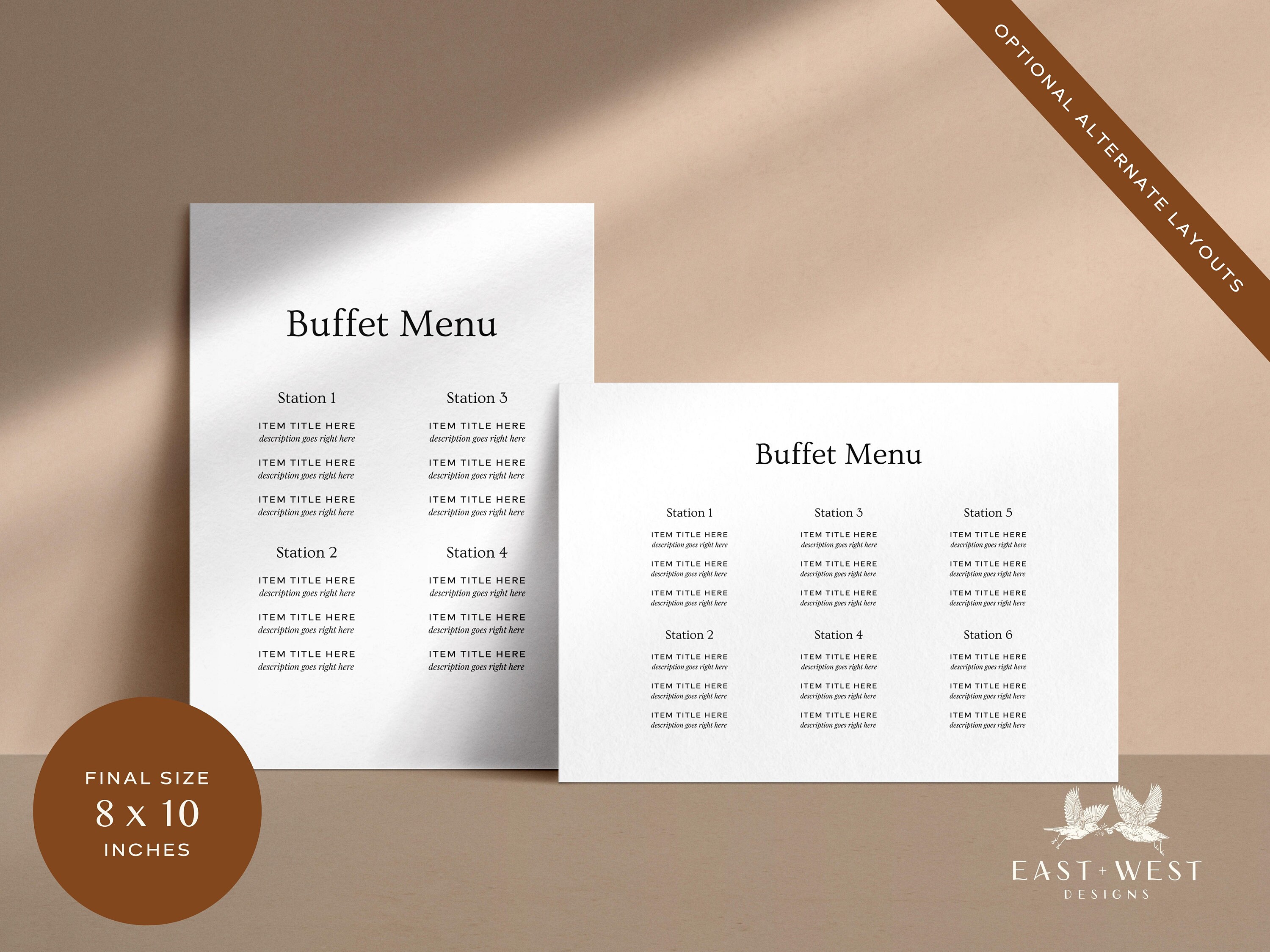 Minimalist Menu Sign Template, Printable Buffet Menu Sign for Wedding ...