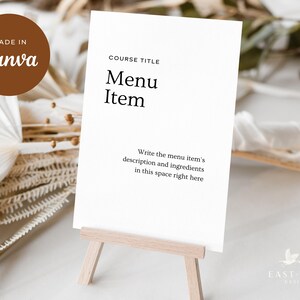 Minimalist Buffet Menu Sign Template, Printable Buffet Menu Card for ...