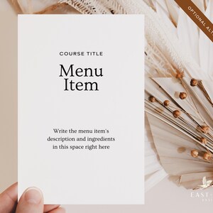 Minimalist Buffet Menu Sign Template, Printable Buffet Menu Card for ...