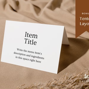 Minimalist Buffet Menu Sign Template, Printable Buffet Menu Card for ...
