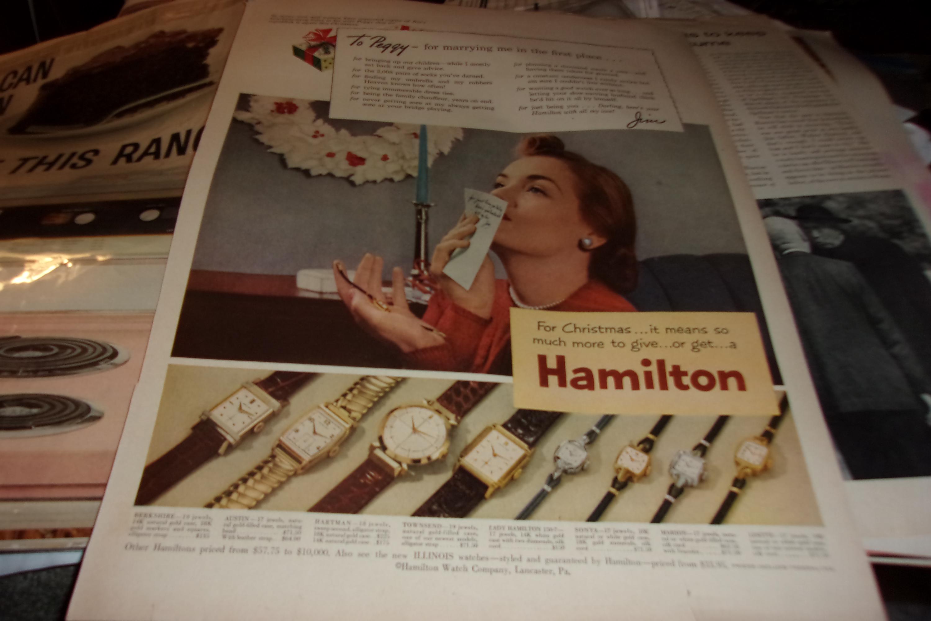 Original Full Page Christmas Advertisement for Hamilton Watches - Etsy