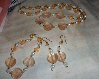 Champagne Leaves w/Mini Pearls 3 piece set