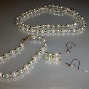 Light celery green &quot;Plastic Mini Pearls&quot; 3 piece set