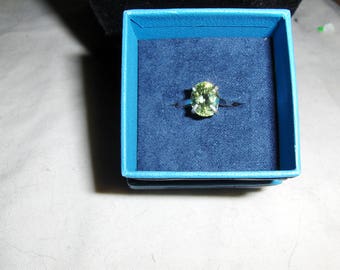 green amblygonite 8 x 6mm ring