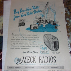Double-sided vintage advertisement-&quot;Meck Radios&quot; / Havana Club Rum - 1945