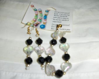 Black and Hearts 2 piece earring and bracelet set