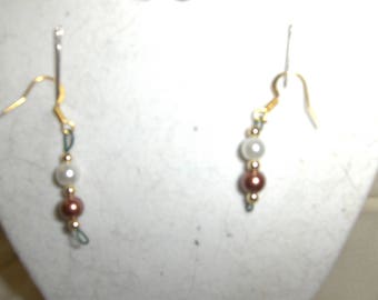 Glass Pearls earrings - Sky Blue, Christmas Green Metallic, Lt. Brown, Chocolate Brown