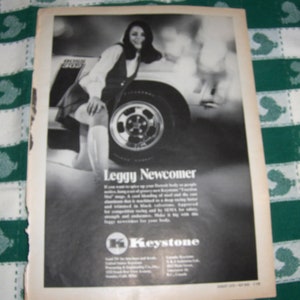 vintage black and white racing ad for Keystone car rims