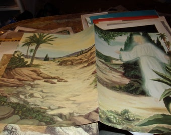 Una imagen de 4 lados: un lado es de un ángel que aparece y el otro es un versículo bíblico: María dijo: "He aquí la sierva del Señor".