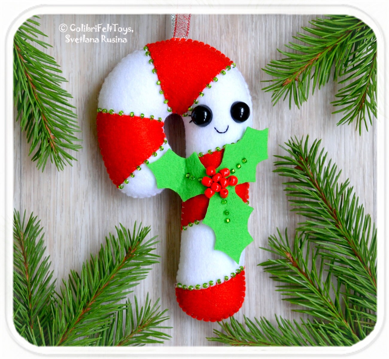 Candy cane Felt Christmas ornaments Cute Candy cane