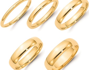 14K White Gold mens and womens plain wedding bands 2mm comfort-fit light