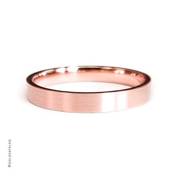 Comfort Fit Mens Womens Wedding Band Ring Classic Simple Rings 14k Solid Rose Gold Band 3MM Plain Matte Brushed