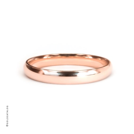 Comfort Fit Mens Womens Wedding Band Ring Classic Simple Rings 14k Solid Rose Gold Band 3MM Plain Matte Brushed
