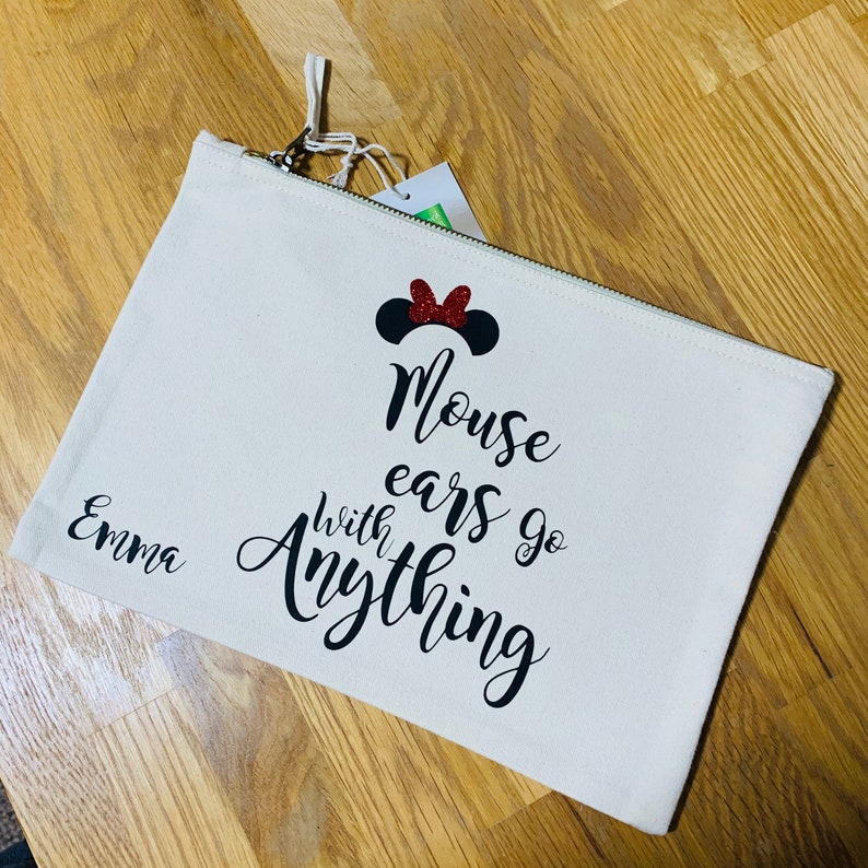 Mouse Ears Holder Cotton Bag Mouse Ears Go With Anything Bag Personalised Minnie Mickey Mouse Ears Bag