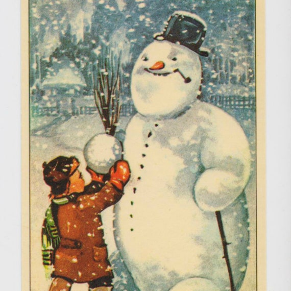 Vintage Estonian Postcard Boy and Snowman Soviet Period Card | Etsy