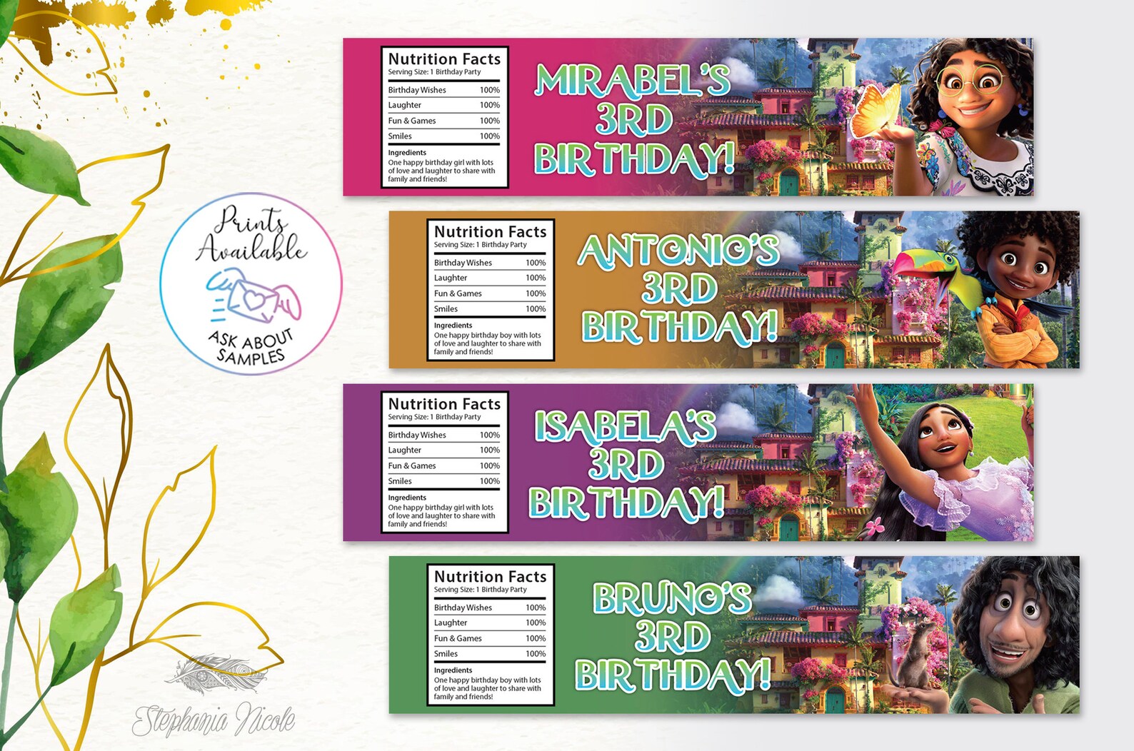 Encanto Water Bottle Label Birthday Party Printable Etsy Canada