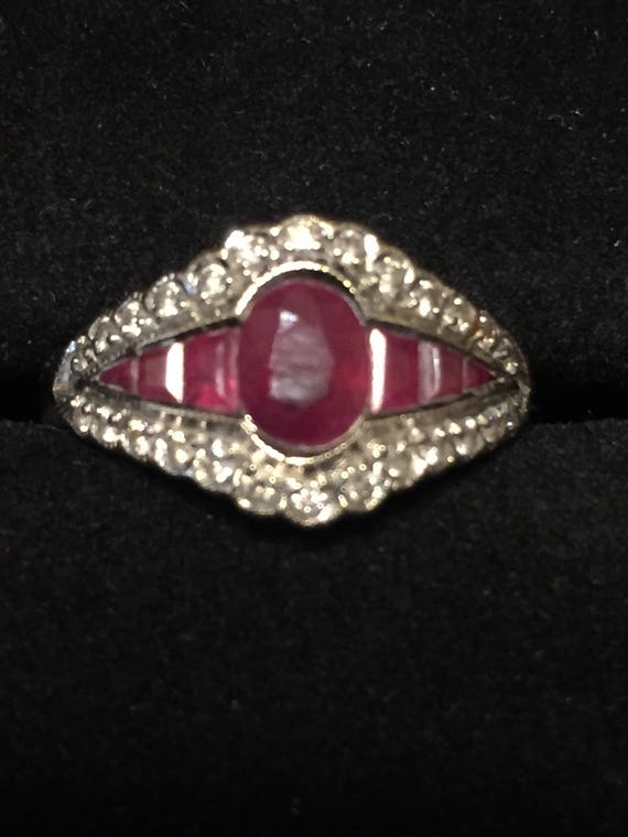 Princess Style Genuine Ruby and Diamond Ring