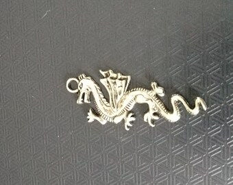 Antiqued Silver Dragon Charm