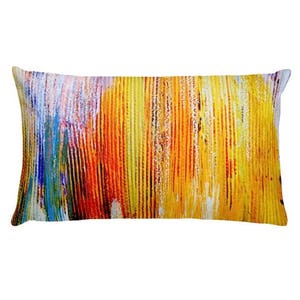 Sunset Accent Pillow. Colorful Pillow from Abstract Art. Washable Cover with Soft Pillow Insert. Special Gift for Home. Free Shipping in US Rectangle 20 x 12