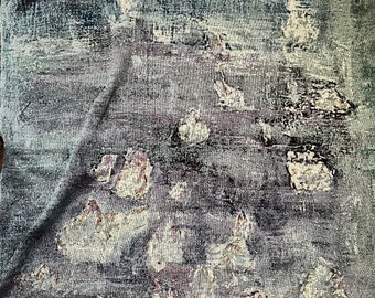 Manta tejida de lavanda morada con flecos. Manta inspirada en Monet Art para cama, sala de estar. Personalizar manta de tiro, tapiz de arte de pared