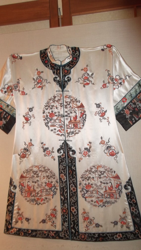 Chinese Robe Coat Kimono Rare Forbidden Stitch A… - image 4